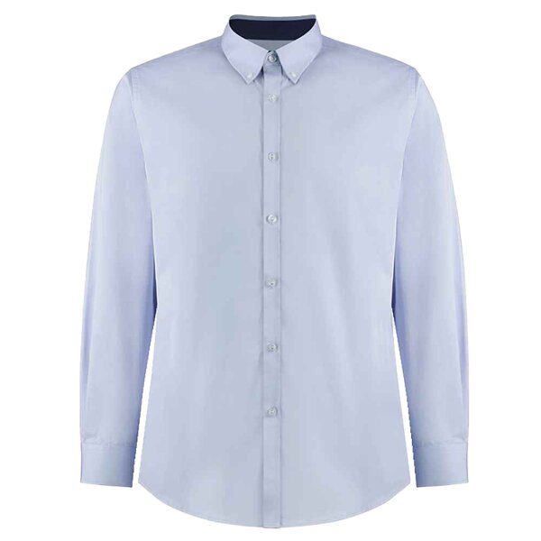 Kustom Kit Premium Long Sleeve Contrast Tailored Oxford Shirt Thumbnail